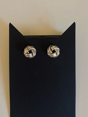 Classic Silver Knot Stud Earrings for Women